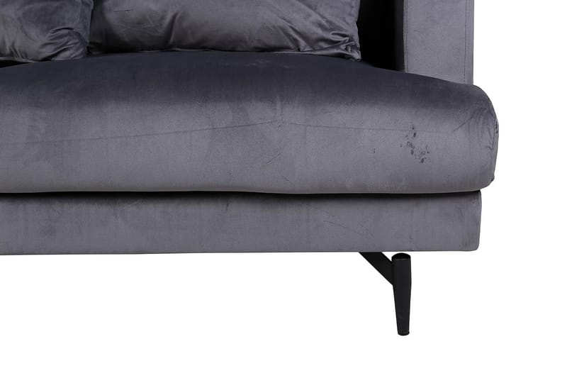 Sofia 3-sits Låg Soffa med Lösa Kuddar i Sammet - Grå - Möbler - Soffa - 3 sits soffa