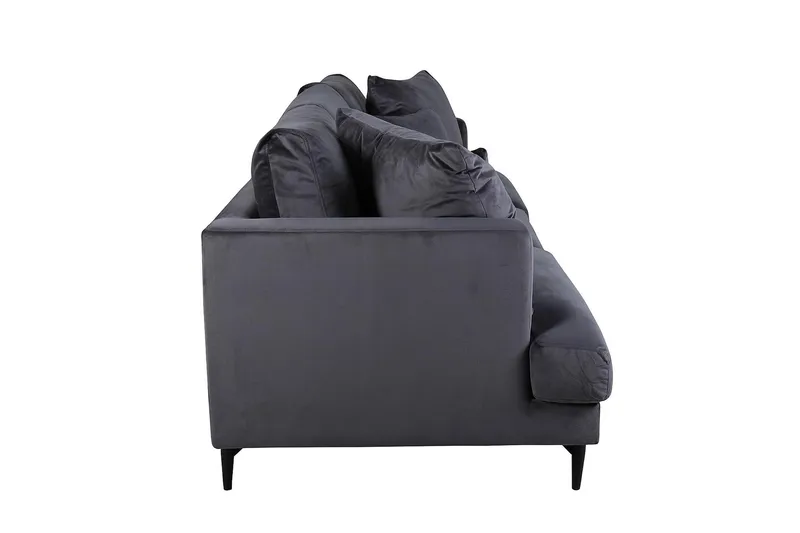 Sofia 3-sits Låg Soffa med Lösa Kuddar i Sammet - Grå - Möbler - Soffa - 3 sits soffa