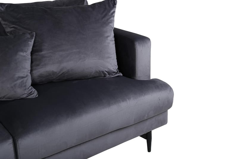 Sofia 3-sits Låg Soffa med Lösa Kuddar i Sammet - Grå - Möbler - Soffa - 3 sits soffa