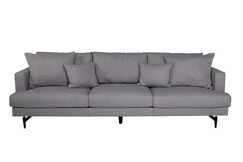 Sofia 3-sits Låg Soffa med Lösa Kuddar i Tyg, Grå