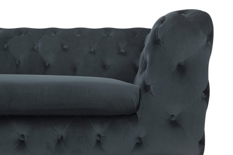 Sotra Djup Chesterfield Sammetssoffa - Grå - Möbler - Soffa - 3 sits soffa