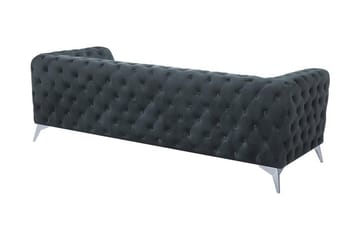 Sotra Djup Chesterfield Sammetssoffa - Grå - Möbler - Soffa - 3 sits soffa