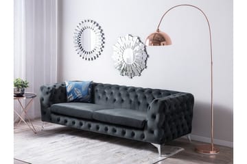 Sotra Djup Chesterfield Sammetssoffa - Grå - Möbler - Soffa - 3 sits soffa