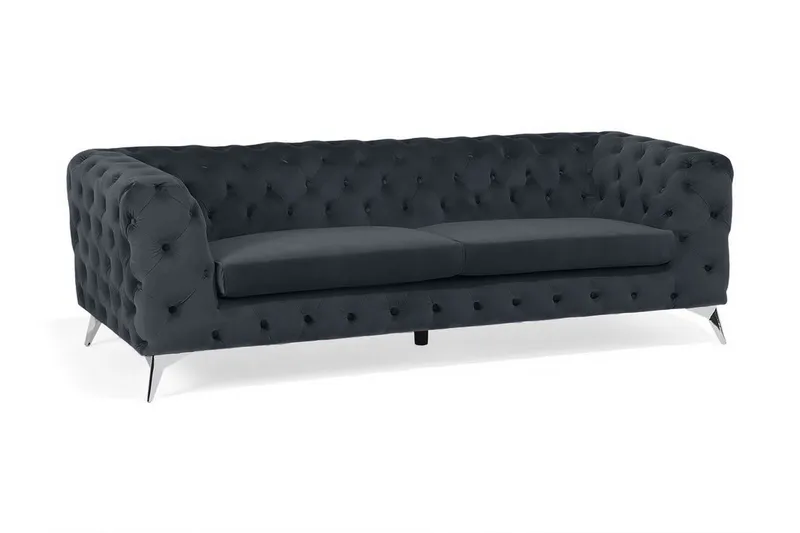 Sotra Djup Chesterfield Sammetssoffa, Grå