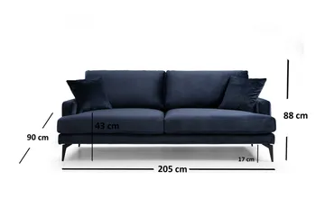 Sowka 3-Sits Soffa - Blå - Möbler - Soffa - 3 sits soffa