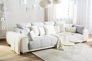 Torpo 3-sits Stor Djup Soffa i Tyg med Konstläderram - Ljusgrå - Möbler - Soffa - 3 sits soffa