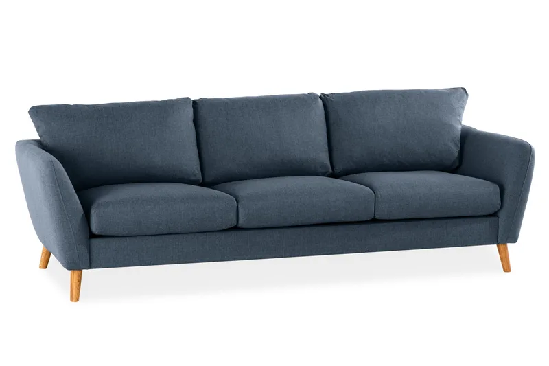Trend 3-sits Soffa 218 cm med Svängda Armstöd i Tyg - Blå - Möbler - Soffa - 3 sits soffa