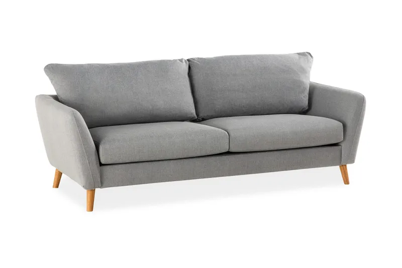 Trend 3-sits Soffa 218 cm med Svängda Armstöd i Tyg, Grå