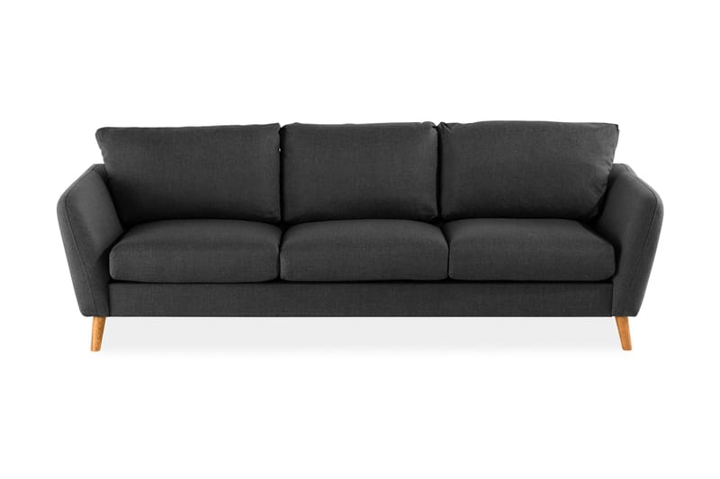 Trend 3-sits Soffa 218 cm med Svängda Armstöd i Tyg, Grå|Svart