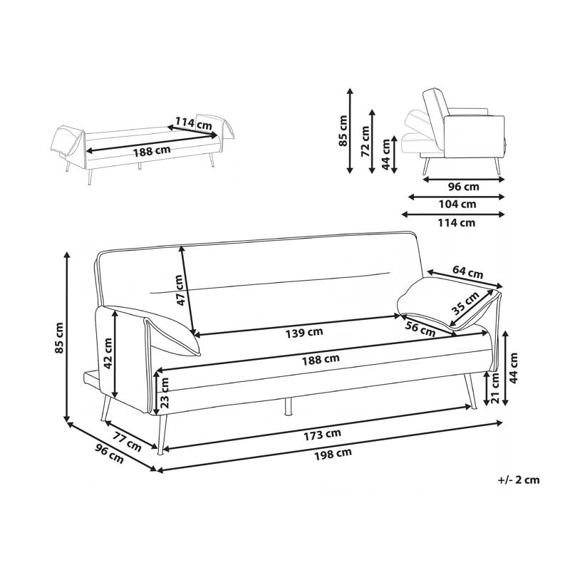 3-sits soffa Vayla - Off-White - Möbler - Soffa - Bäddsoffa