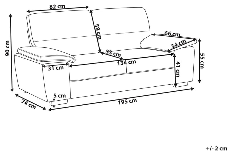 Vogar Soffa 3 Sits - Brun - 3 sits soffa