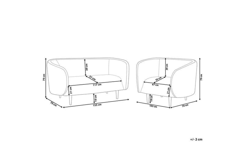 3-sits Soffgrupp Loen Beige/guld - Beige/guld - Möbler - Soffa - Soffgrupp