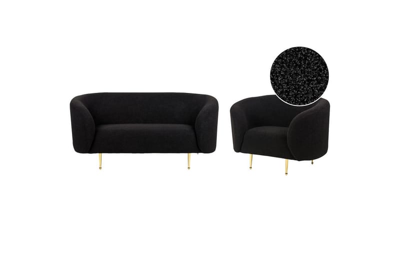 3-sits Soffgrupp Loen Svart/guld - Svart/guld - Möbler - Soffa - Soffgrupp