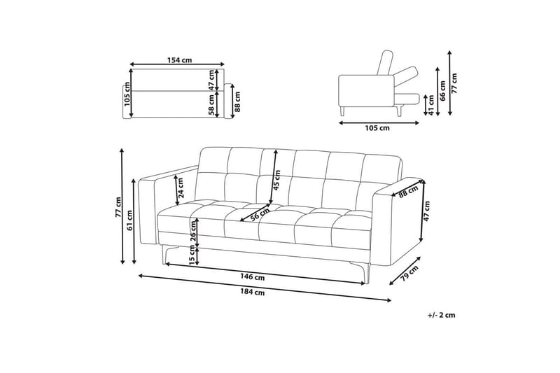 3-sitssoffa Alnes Röd/Svart - Röd/Svart - Möbler - Soffa - Bäddsoffa