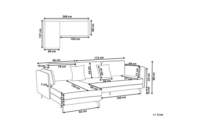 3-sitssoffa Altan Vit, Svart, Högervänd - Vit, Svart, Högervänd - Möbler - Soffa - Divansoffor & schäslongsoffa