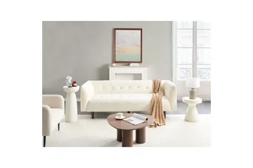 3-sitssoffa Byske Vitt, mörkt trä - Vit - Möbler - Soffa - 3 sits soffa