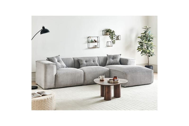 3-sitssoffa Dolva Grå, svart, Vänstervänd - Grå, svart, Vänstervänd - Möbler - Soffa - Divansoffor & schäslongsoffa