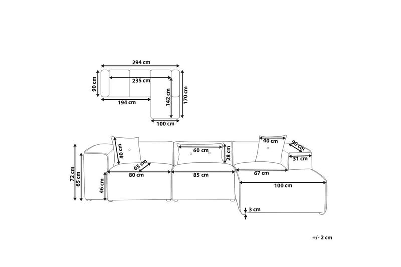 3-sitssoffa Dolva Grå, svart, Vänstervänd - Grå - Möbler - Soffa - Divansoffor & schäslongsoffa