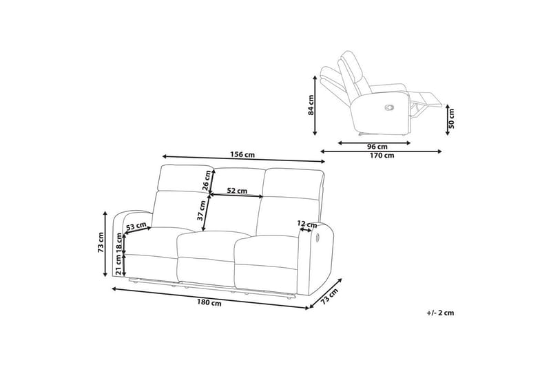 3-sitssoffa elektrisk Verdal Vit - Vit - Möbler - Soffa - Biosoffa & reclinersoffa