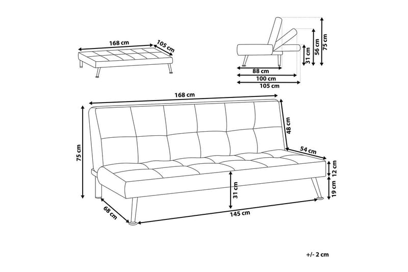3-sitssoffa Hasle Brun, Svart - Brun, Svart - Möbler - Soffa - Bäddsoffa