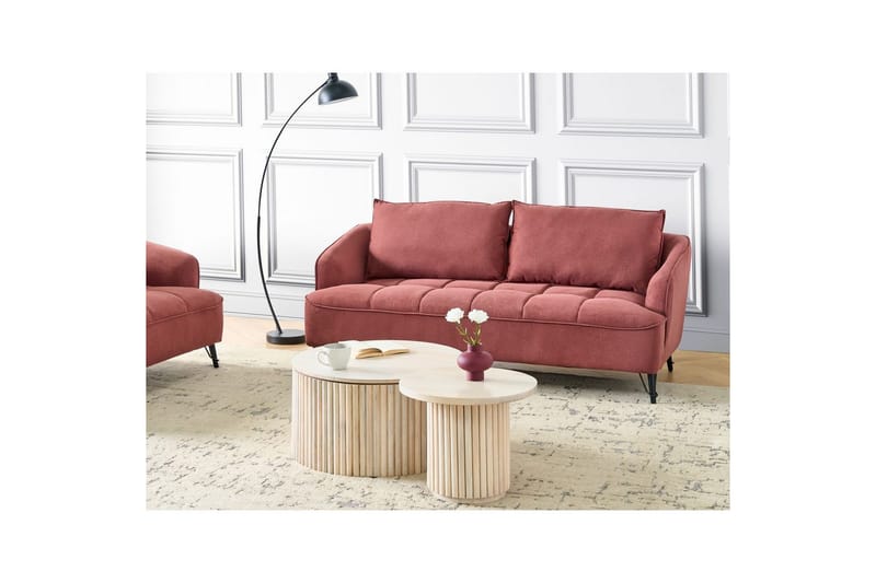 3-sitssoffa Hobro Röd, Svart - Röd, Svart - Möbler - Soffa - 3 sits soffa