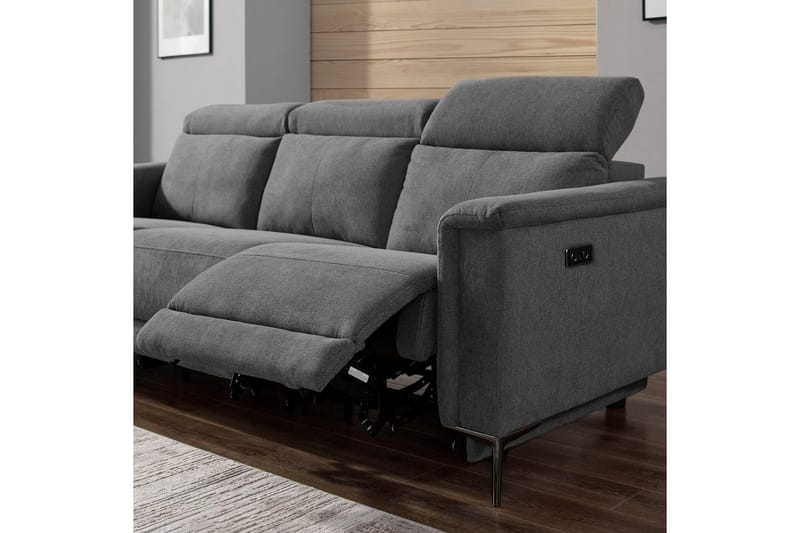 3-sitssoffa Lund Antracit, Belfast tyg, Elektrisk vilstol - Antracit, Belfast tyg, Elektrisk vilstol - Möbler - Soffa - Biosoffa & reclinersoffa