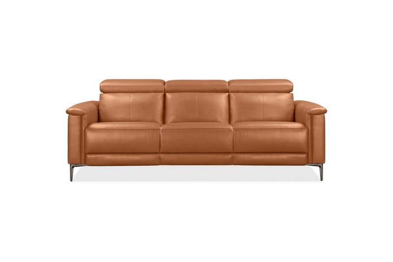 3-sitssoffa Lund Cognac, Läder/PU, Elektrisk vilstol - Cognac, Läder/PU, Elektrisk vilstol - Möbler - Soffa - 3 sits soffa