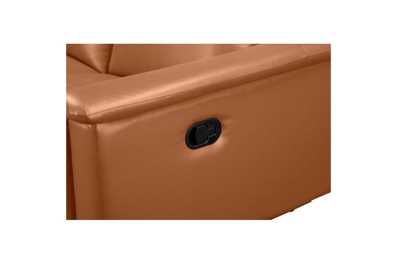 3-sitssoffa Lund Cognac, Läder/PU, Manuell vilstol - Cognac, Läder/PU, Manuell vilstol - Möbler - Soffa - 3 sits soffa