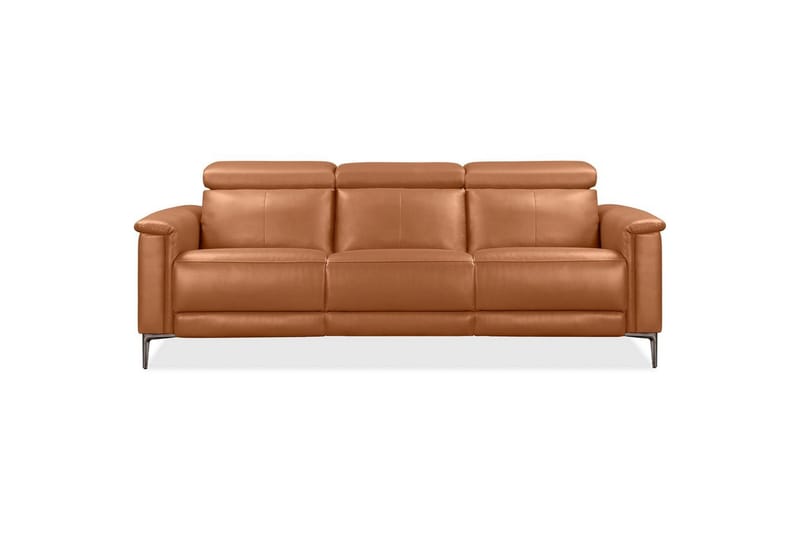 3-sitssoffa Lund Cognac, Läder/PU, Manuell vilstol - Cognac, Läder/PU, Manuell vilstol - Möbler - Soffa - 3 sits soffa