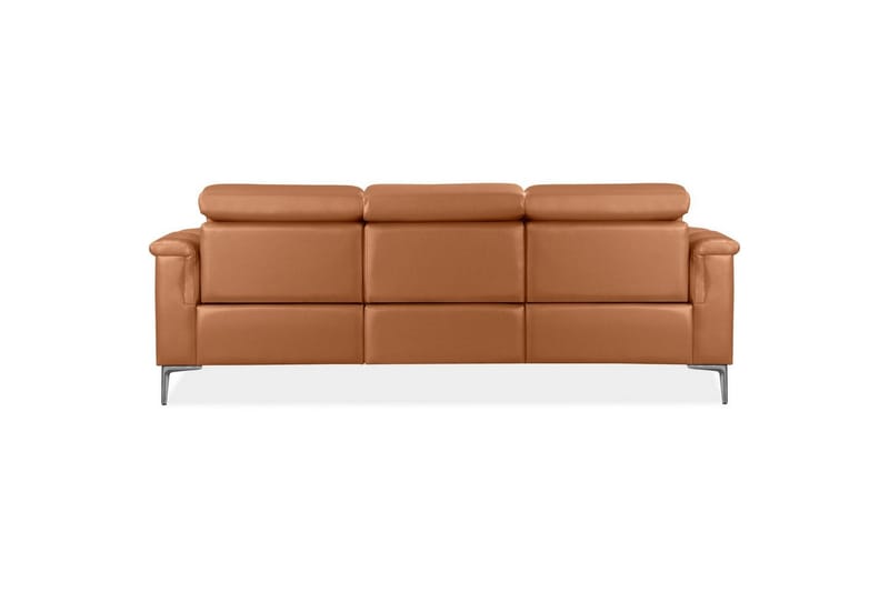 3-sitssoffa Lund Cognac, Läder/PU, Manuell vilstol - Cognac, Läder/PU, Manuell vilstol - Möbler - Soffa - 3 sits soffa