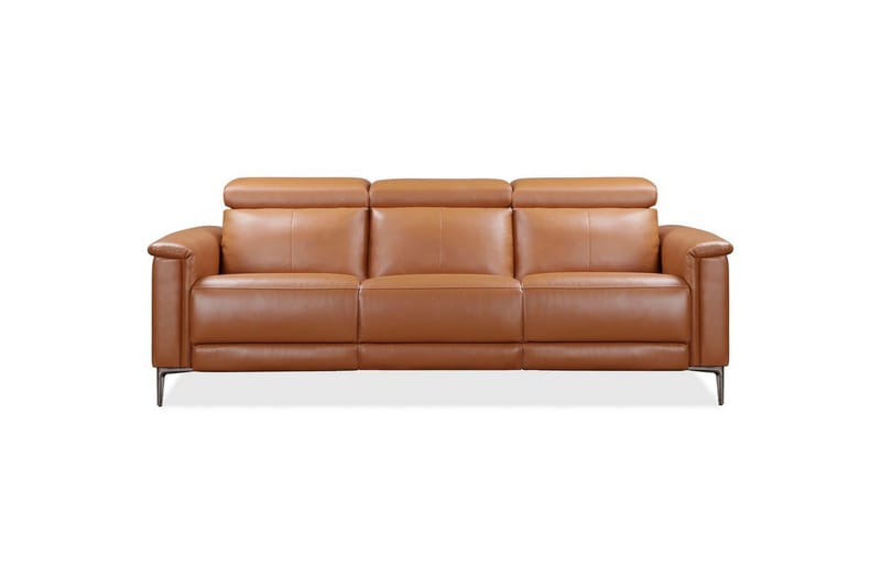 3-sitssoffa Lund Cognac, PU, Manuell vilstol - Cognac, PU, Manuell vilstol - Möbler - Soffa - 3 sits soffa
