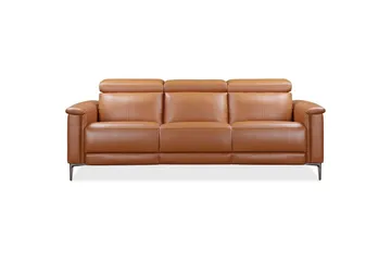 3-sitssoffa Lund Cognac, PU, Manuell vilstol - Cognac, PU, Manuell vilstol - Möbler - Soffa - 3 sits soffa
