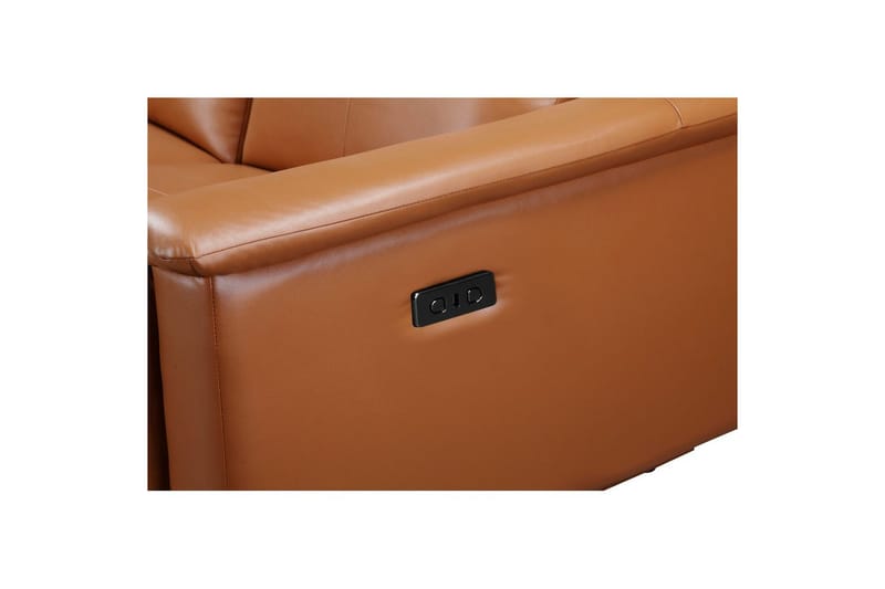 3-sitssoffa Lund Cognac, PU, Elektrisk vilstol - Cognac, PU, Elektrisk vilstol - Möbler - Soffa - 3 sits soffa