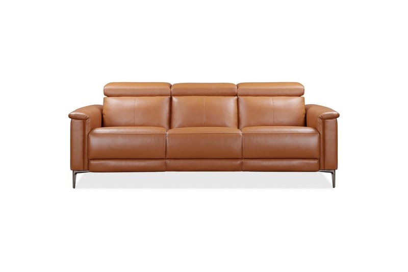 3-sitssoffa Lund Cognac, PU, Manuell vilstol - Cognac, PU, Manuell vilstol - Möbler - Soffa - 3 sits soffa