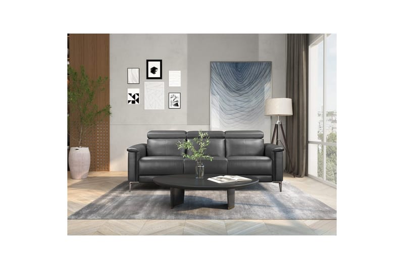 3-sitssoffa Lund Grå, Läder/PU, Elektrisk vilstol - Grå, Läder/PU, Elektrisk vilstol - Möbler - Soffa - Skinnsoffor