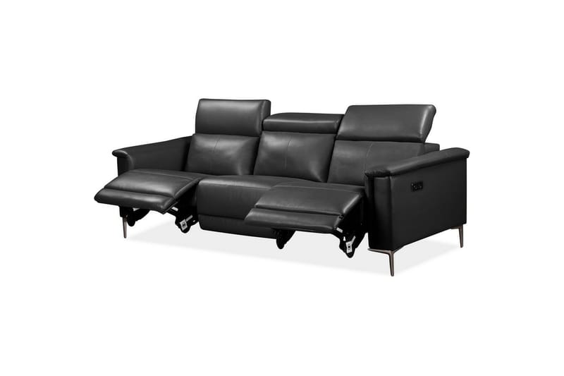 3-sitssoffa Lund Grå, Läder/PU, Elektrisk vilstol - Grå, Läder/PU, Elektrisk vilstol - Möbler - Soffa - Skinnsoffor