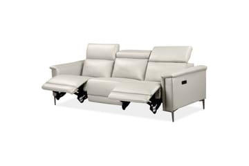 3-sitssoffa Lund Kräm, Läder/PU, Elektrisk vilstol - Kräm, Läder/PU, Elektrisk vilstol - Möbler - Soffa - 3 sits soffa