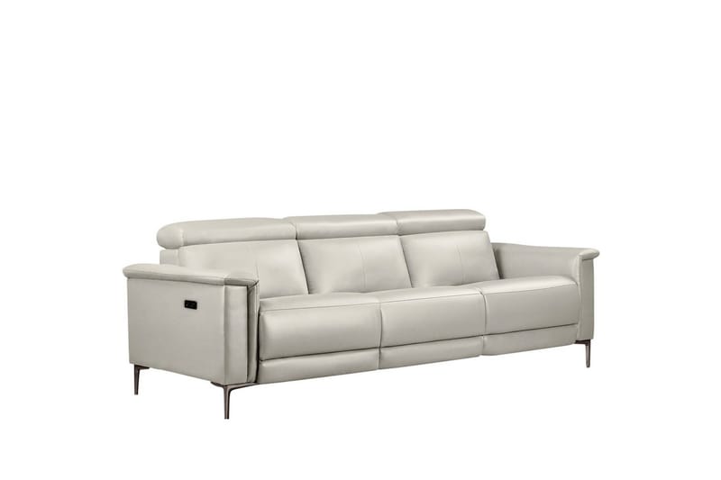 3-sitssoffa Lund Kräm, Läder/PU, Elektrisk vilstol - Kräm, Läder/PU, Elektrisk vilstol - Möbler - Soffa - Skinnsoffor