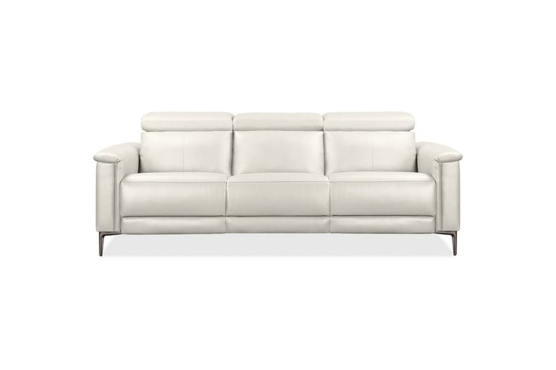 3-sitssoffa Lund Kräm, Läder/PU, Elektrisk vilstol - Kräm, Läder/PU, Elektrisk vilstol - Möbler - Soffa - Skinnsoffor