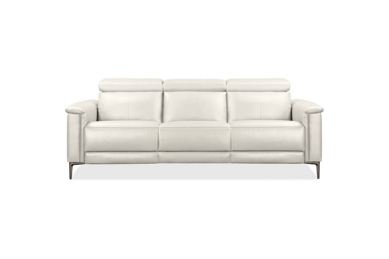 3-sitssoffa Lund Kräm, Läder/PU, Manuell vilstol - Kräm, Läder/PU, Manuell vilstol - Möbler - Soffa - Skinnsoffor