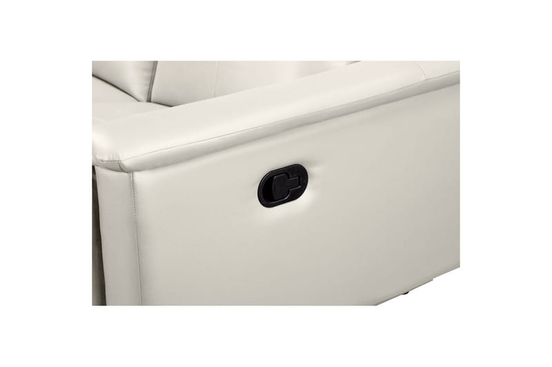 3-sitssoffa Lund Kräm, Läder/PU, Manuell vilstol - Kräm, Läder/PU, Manuell vilstol - Möbler - Soffa - Skinnsoffor