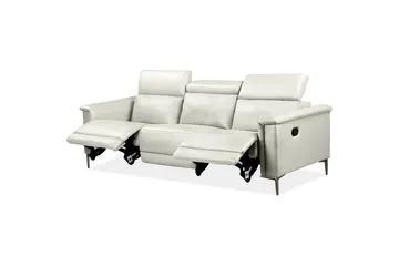 3-sitssoffa Lund Kräm, PU, Manuell vilstol - Kräm, PU, Manuell vilstol - Möbler - Soffa - 3 sits soffa
