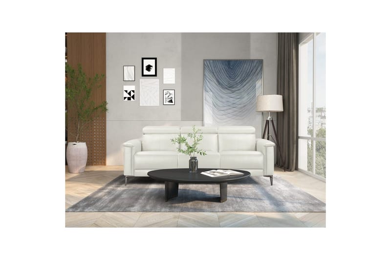 3-sitssoffa Lund Kräm, PU, Manuell vilstol - Kräm, PU, Manuell vilstol - Möbler - Soffa - 3 sits soffa