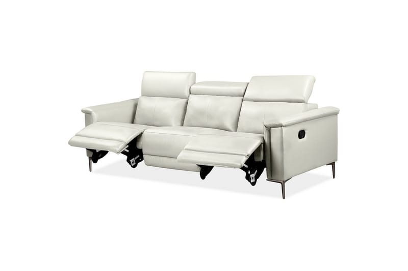 3-sitssoffa Lund Kräm, PU, Manuell vilstol - Kräm, PU, Manuell vilstol - Möbler - Soffa - Biosoffa & reclinersoffa