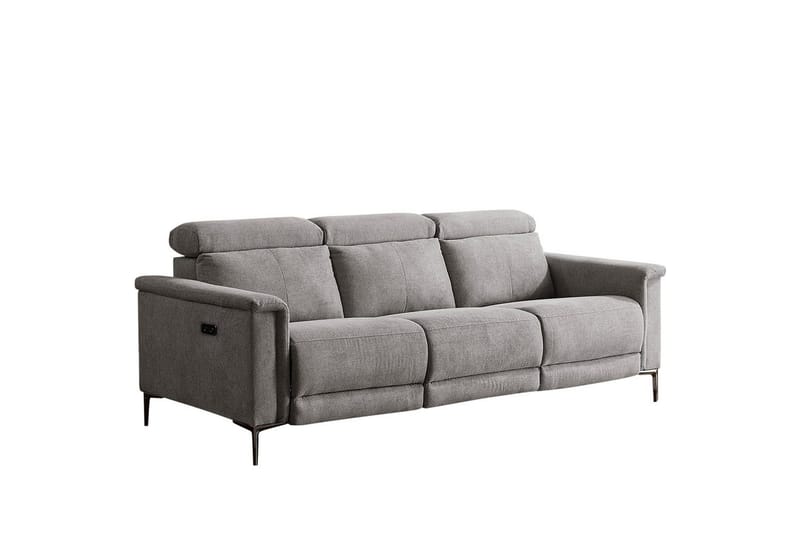 3-sitssoffa Lund Ljusgrå, Belfast tyg, Elektrisk vilstol - Ljusgrå, Belfast tyg, Elektrisk vilstol - Möbler - Soffa - 3 sits soffa