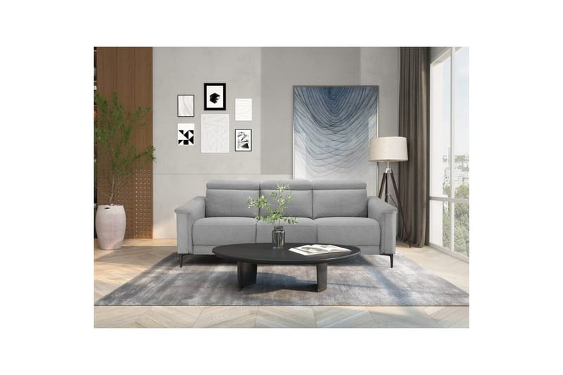 3-sitssoffa Lund Ljusgrå, Belfast tyg, Elektrisk vilstol - Ljusgrå, Belfast tyg, Elektrisk vilstol - Möbler - Soffa - 3 sits soffa