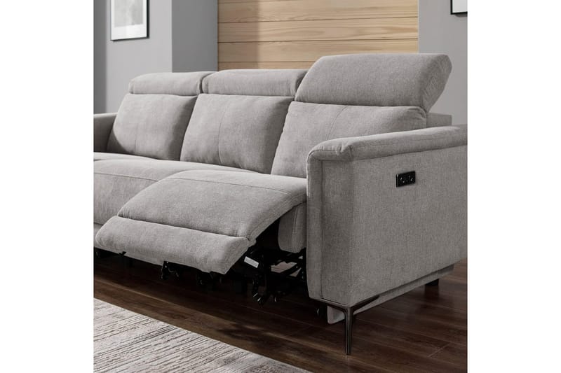 3-sitssoffa Lund Ljusgrå, Belfast tyg, Elektrisk vilstol - Ljusgrå, Belfast tyg, Elektrisk vilstol - Möbler - Soffa - 3 sits soffa