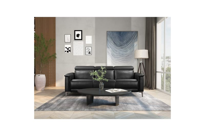3-sitssoffa Lund Svart, PU, Elektrisk vilstol - Svart, PU, Elektrisk vilstol - Möbler - Soffa - Biosoffa & reclinersoffa