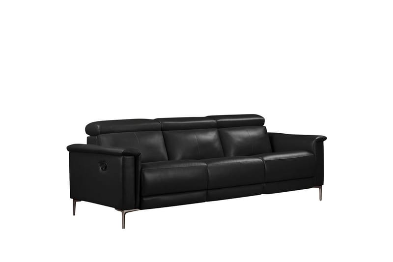 3-sitssoffa Lund Svart, PU, Manuell vilstol - Svart, PU, Manuell vilstol - Möbler - Soffa - 3 sits soffa