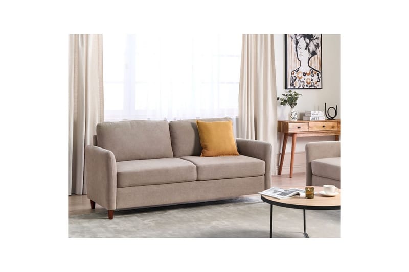 3-sitssoffa Mare Beige, mörkt trä - Beige, mörkt trä - Möbler - Soffa - Bäddsoffa